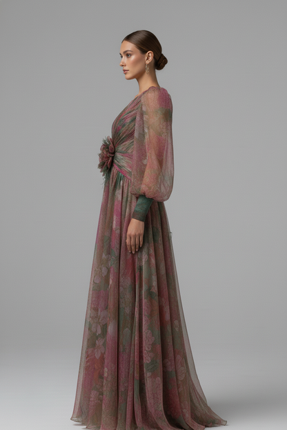 Marie – Eén-schouder bloemen tulle jurk